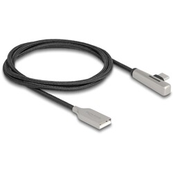 Kabel USB 2.0 typ A męski na USB-C męski kątowy z diodą LED i funkcją szybkiego ładowania 60W 1m Delock 80766