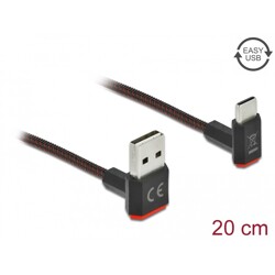 Przewód EASY-USB 2.0 typ A męski do USB-C wtyk męski kątowy w górę / w dół 20cm czarny Delock 85274