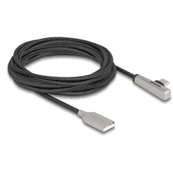 Kabel USB 2.0 typ A męski na USB-C męski kątowy z diodą LED i funkcją szybkiego ładowania 60W 3m Delock 80768 Kabel USB 2.0 typ A męski na USB-C męski kątowy z diodą LED i funkcją szybkiego ładowania 60W 3m Delock 80768