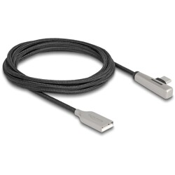 Kabel USB 2.0 typ A męski na USB-C męski kątowy z diodą LED i funkcją szybkiego ładowania 60W 2m Delock 80767 Kabel USB 2.0 typ A męski na USB-C męski kątowy z diodą LED i funkcją szybkiego ładowania 60W 2m Delock 80767
