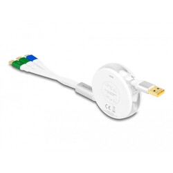Zwijany kabel ładujący USB 3w1 typ A na micro USB / 2x USB-C z szybkim ładowaniem biały Delock 85358 Zwijany kabel ładujący USB 3w1 typ A na micro USB / 2x USB-C z szybkim ładowaniem biały Delock 85358
