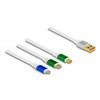 Zwijany kabel ładujący USB 3w1 typ A na micro USB / 2x USB-C z szybkim ładowaniem biały Delock 85358