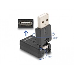 Adapter obrotowy USB 2.0-A wtyk - gniazdo Delock 65260