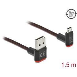Przewód USB 2.0 typ A na micro-B kątowy 1,5m czarny Delock 85267