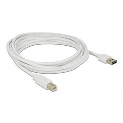 Przewód USB 2.0 typ A na USB 2.0 typ B 3m biały Delock 85154