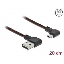 Przewód USB 2.0 typ A na micro-B kątowy 20cm czarny Delock 85269