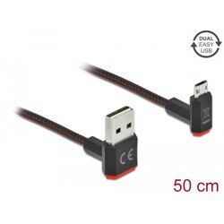 Przewód USB 2.0 typ A na micro-B kątowy 50cm czarny Delock 85265