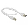 Przewód USB 2.0 typ A na USB 2.0 typ B 50cm biały Delock 83685