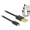 Kabel danych i szybkiego ładowania USB 2.0 typ A męski - USB 2.0 typ micro-B męski zestaw 3 częściowy czarny Delock 83680