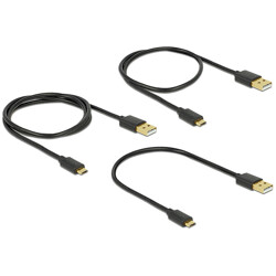 Kabel danych i szybkiego ładowania USB 2.0 typ A męski - USB 2.0 typ micro-B męski zestaw 3 częściowy czarny Delock 83680 Kabel danych i szybkiego ładowania USB 2.0 typ A męski - USB 2.0 typ micro-B męski zestaw 3 częściowy czarny Delock 83680