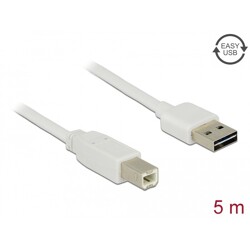 Przewód USB 2.0 typ A na USB 2.0 typ B 5m biały Delock 85155