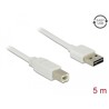 Przewód USB 2.0 typ A na USB 2.0 typ B 5m biały Delock 85155