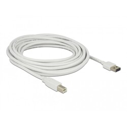 Przewód USB 2.0 typ A na USB 2.0 typ B 5m biały Delock 85155