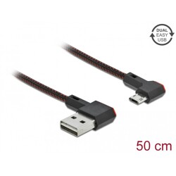 Przewód USB 2.0 typ A na micro-B kątowy 50cm czarny Delock 85270
