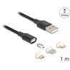 Magnetyczny zestaw kabel ładujący USB dla 8 pin Lightning / micro USB / USB-C czarny 1m Delock 88165
