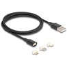 Magnetyczny zestaw kabel ładujący USB dla 8 pin Lightning / micro USB / USB-C czarny 1m Delock 88165