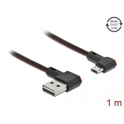 Przewód USB 2.0 typ A na micro-B kątowy 1m czarny Delock 85271