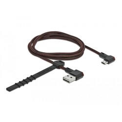 Przewód USB 2.0 typ A na micro-B kątowy 1m czarny Delock 85271 Przewód USB 2.0 typ A na micro-B kątowy 1m czarny Delock 85271