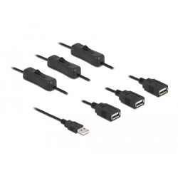 Kabel USB typ A męsko-żeński do 3x USB typ A z przełącznikiem 1m Delock 86804 Kabel USB typ A męsko-żeński do 3x USB typ A z przełącznikiem 1m Delock 86804