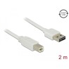 Przewód USB 2.0 typ A na USB 2.0 typ B 2m biały Delock 83687