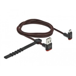 Przewód USB 2.0 typ A na micro-B kątowy 1m czarny Delock 85266