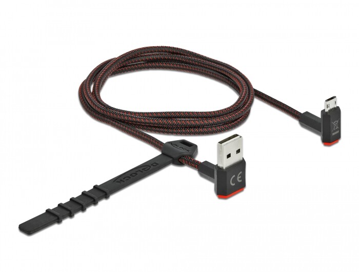 Przewód USB 2.0 typ A na micro-B kątowy 1m czarny Delock 85266