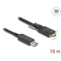 Aktywny kabel optyczny USB 10Gbps-A męski do USB-C męski ze śrubami po bokach 15m Delock 83208