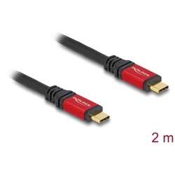 Kabel USB 5Gbps USB-C męsko-męski PD 3.0 100W 2m czerwony metalowy Delock 80091