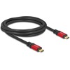 Kabel USB 5Gbps USB-C męsko-męski PD 3.0 100W 2m czerwony metalowy Delock 80091