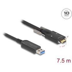 Aktywny kabel optyczny USB 10Gbps-A męski do USB-C męski ze śrubami po bokach 7,5m Delock 83201