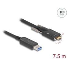 Aktywny kabel optyczny USB 10Gbps-A męski do USB-C męski ze śrubami po bokach 7,5m Delock 83201
