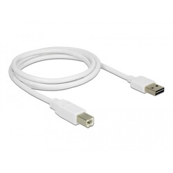Przewód USB 2.0 typ A na USB 2.0 typ B 1m biały Delock 83686