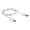 Przewód USB 2.0 typ A na USB 2.0 typ B 1m biały Delock 83686