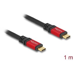 Kabel USB 10Gbps USB-C męsko-męski PD 3.0 100W 1m czerwony metalowy Delock 80098