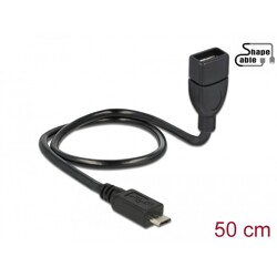 Kabel USB 2.0 micro B wtyk - USB 2.0 A gniazdo OTG giętki 50cm Delock 83928
