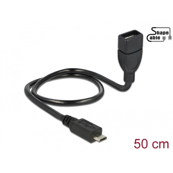 Kabel USB 2.0 micro B wtyk - USB 2.0 A gniazdo OTG giętki 50cm Delock 83928