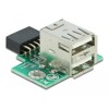 USB pin header żeński - 2x USB 2.0 typ A żeński - górny Delock 41429