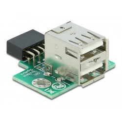 USB pin header żeński - 2x USB 2.0 typ A żeński - górny Delock 41429