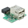 USB pin header żeński - 2x USB 2.0 typ A żeński - górny Delock 41429
