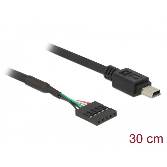 Kabel USB 2.0 gniazdo 2,54mm raster 5-pin. - USB 2.0 typ mini-B wtyk 30cm Delock 83170