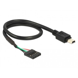Kabel USB 2.0 gniazdo 2,54mm raster 5-pin. - USB 2.0 typ mini-B wtyk 30cm Delock 83170 Kabel USB 2.0 gniazdo 2,54mm raster 5-pin. - USB 2.0 typ mini-B wtyk 30cm Delock 83170