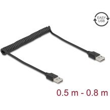 Kabel spiralny EASY-USB 2.0 typ A męski do EASY-USB typ A męski 50cm do 80cm czarny Delock 90124