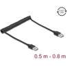 Kabel spiralny EASY-USB 2.0 typ A męski do EASY-USB typ A męski 50cm do 80cm czarny Delock 90124