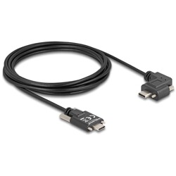 Kabel USB 2.0 USB-C męski ze śrubami na USB-C męski ze śrubami kątowy w lewo/w prawo PD 3.0 60W 3m Delock 80958 Kabel USB 2.0 USB-C męski ze śrubami na USB-C męski ze śrubami kątowy w lewo/w prawo PD 3.0 60W 3m Delock 80958