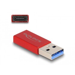 Adapter USB 10Gbps USB typ A męsko-żeński USB-C aktywny czerwony Delock 60044