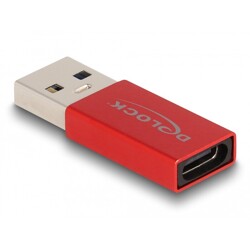 Adapter USB 10Gbps USB typ A męsko-żeński USB-C aktywny czerwony Delock 60044