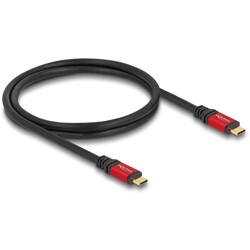 Kabel USB 5Gbps USB-C męsko-męski PD 3.0 100W 1m czerwony metalowy Delock 80090