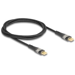 Kabel USB 2.0 do transmisji danych i szybkiego ładowania USB-C męsko-męski przezroczysty PD 3.0 100W 1m Delock 80763 Kabel USB 2.0 do transmisji danych i szybkiego ładowania USB-C męsko-męski przezroczysty PD 3.0 100W 1m Delock 80763