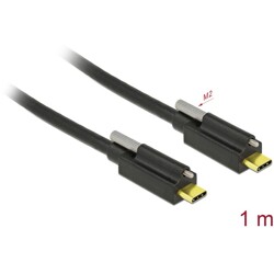 Kabel SuperSpeed USB 10Gbps 2x USB-C męski ze śrubą na górze 1m czarny Delock 83719