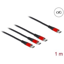 Kabel ładowarki USB 3w1 USB-C do 3 x USB-C 1m czarny / czerwony Delock 86713
